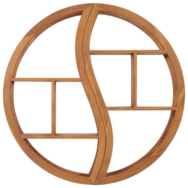 vidaXL رف جداري بشكل علامة اليين واليانغ 100×20×100 سم خشب ساج صلب