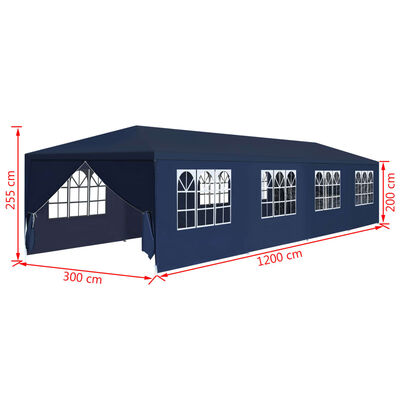 vidaXL خيمة حديقة 3x12 متر أزرق