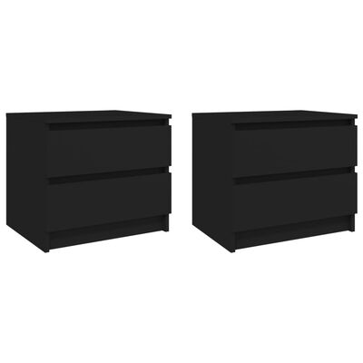 vidaXL خزانات سرير 2 ق أسود 50×39×43.5 سم خشب صناعي