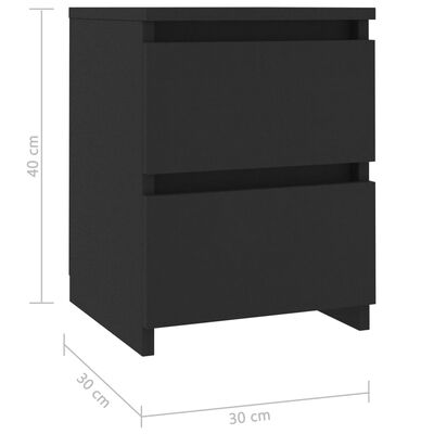 vidaXL خزانات جانب السرير 2 ق أسود 30×30×40 سم خشب مضغوط