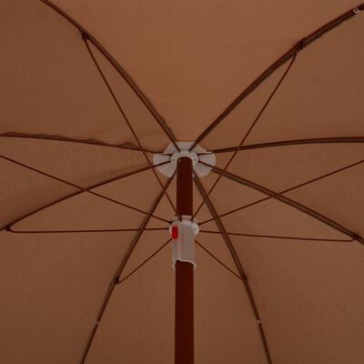 vidaXL مظلة شمسية مع عمود فولاذي 180 سم رمادي بني