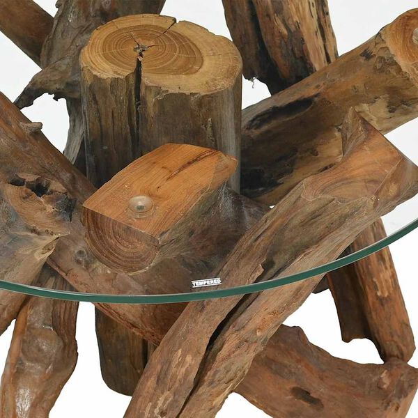 vidaXL طاولة قهوة خشب ساج صلب مجروف 60 سم