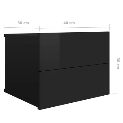 vidaXL خزانة سرير جانبية أسود لامع 40×30×30 سم خشب مضغوط