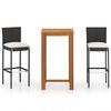 3067974 vidaXL 3 Piece Garden Bar Set with Cushions Black (246663+313435) - Untranslated