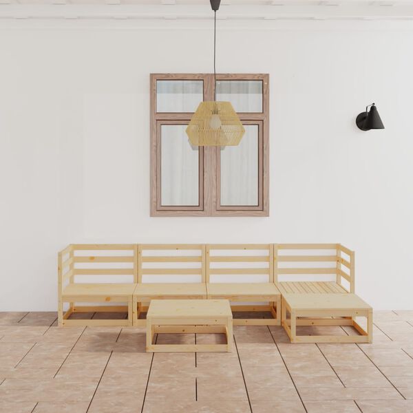 vidaXL عدد 6 قطع طقم جلسة حديقة خشب صنوبر صلب