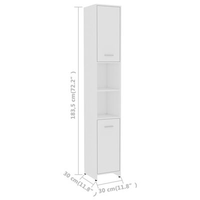 vidaXL خزانة حمام أبيض 30×30×183.5 سم خشب حبيبي