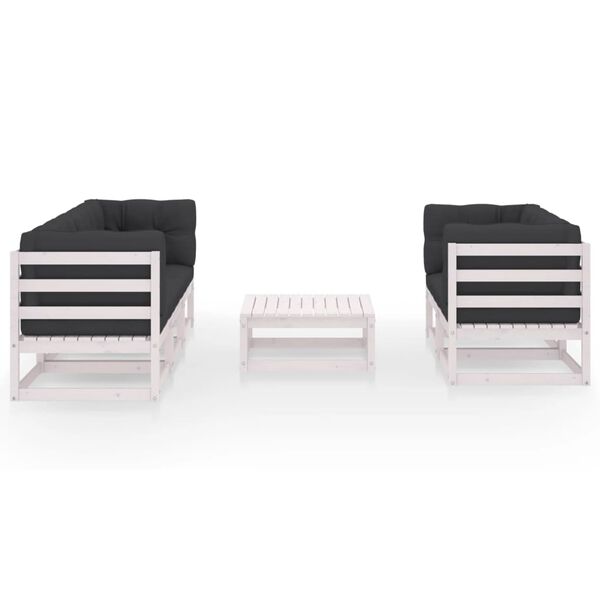 vidaXL عدد 6 قطع طقم جلسة حديقة مع وسائد خشب صنوبر صلب