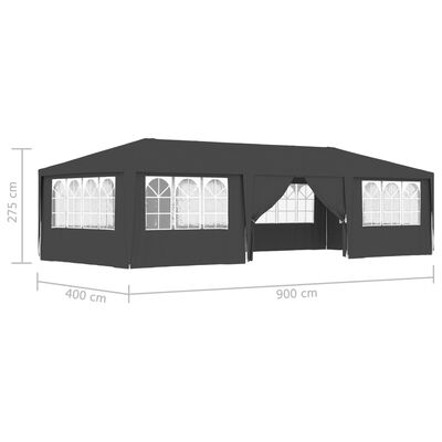 vidaXL خيمة حفلات احترافية بجدران جانبية 4×9 م أنثراسيت 90 جم/م²