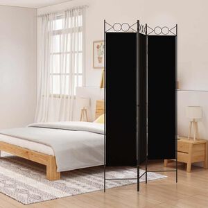 vidaXL مقسم غرفة 3-ألواح أسود 120&times;200 سم قماش