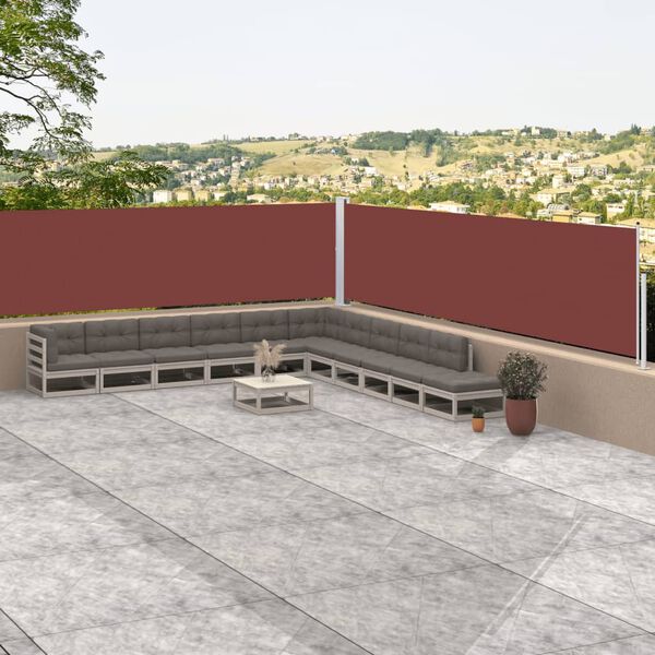 vidaXL مظلة جانبية قابلة للسحب بني 100×1000 سم