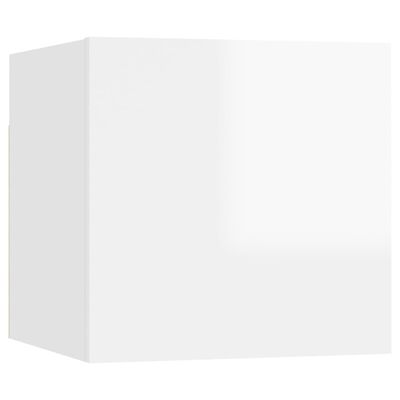 vidaXL خزانة تلفزيون جدارية أبيض لامع 30x30x30.5 سم
