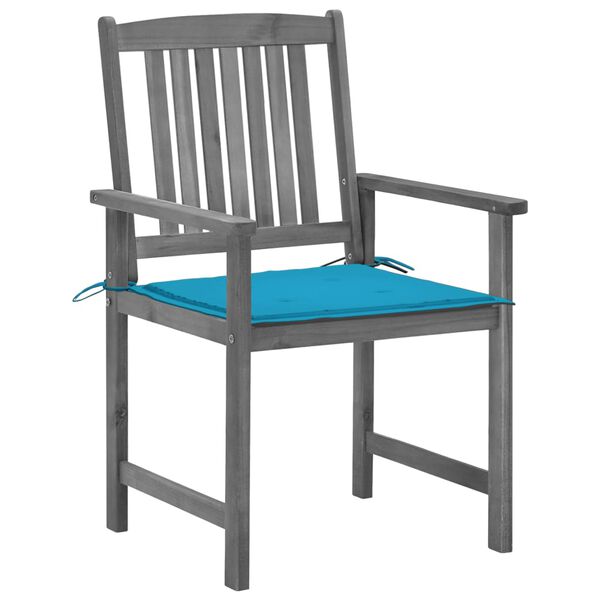 vidaXL كراسي حديقة مع وسائد 4 قطع لون رمادي خشب أكاسيا صلب