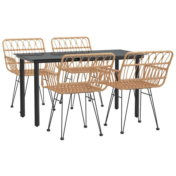 vidaXL عدد 5 قطع طقم سفرة حديقة بولي روطان