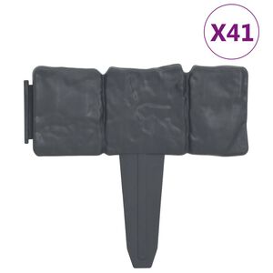 vidaXL سياج عشب مظهر حجري 41 ق بلاستيك 10 م