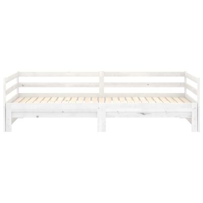 vidaXL سرير نهاري قابل للسحب خشب صنوبر صلب أبيض 2×(90×200) سم