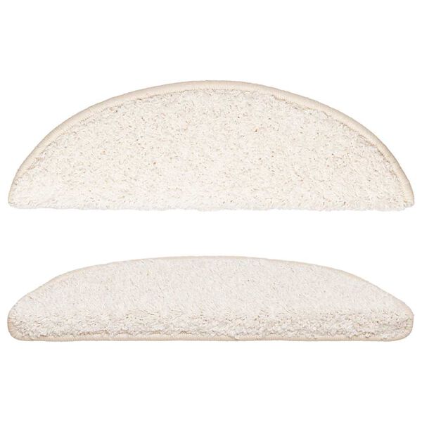 vidaXL سجادات درج، 15 قطعة، 56 &times; 17 &times; 3 سم، أبيض، نصف دائري