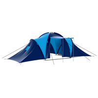 vidaXL خيمة تخييم قماش 9 أشخاص أزرق داكن وأزرق