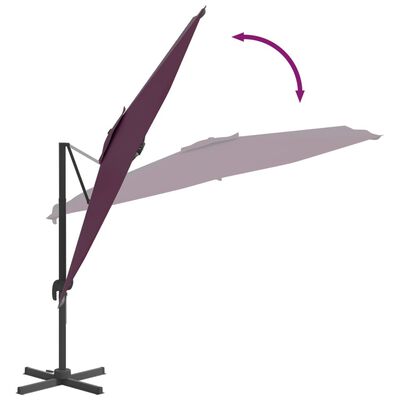 vidaXL مظلة كابولي مع عمود ألومنيوم أحمر بوردو 400×300 سم