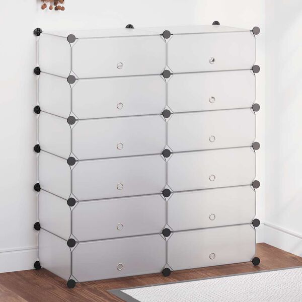 vidaXL منظم أحذية متداخل بـ 12 أقسام أبيض