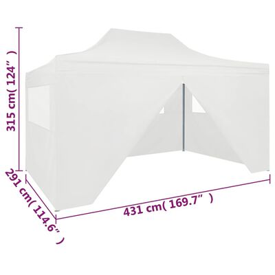 vidaXL خيمة حفلات قابلة للطي مع 4 جدران جانبية 3×4.5 م أبيض