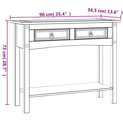 vidaXL طاولة كونسول صنوبر مكسيكي طراز كورونا أبيض 90×34.5×73 سم