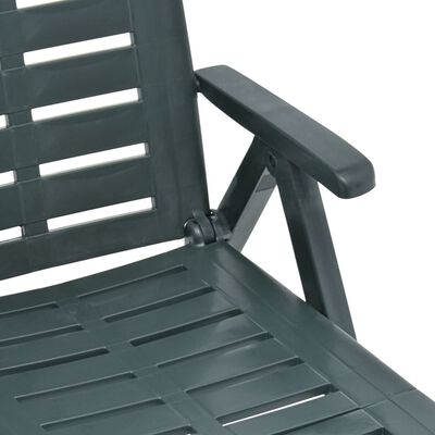 vidaXL كرسي تشمّس قابل للطي بلاستيك أخضر