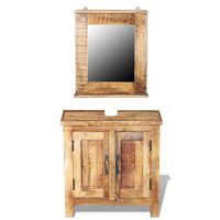 vidaXL خزانة زينة للحمام مع مرآة خشب مانجو صلب