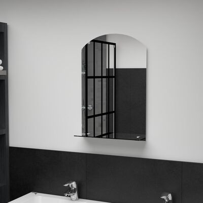 vidaXL مرآة حائط مع رف 40×60 سم زجاج مقسّى