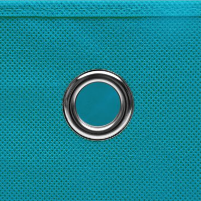 vidaXL صناديق تخزين ذات أغطية 10 ق أزرق فاتح 32×32×32 سم قماش