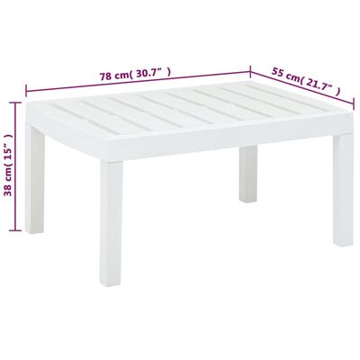 vidaXL طاولة حديقة أبيض 78×55×38 سم بلاستيك