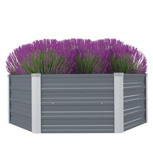 vidaXL حوض حديقة مرتفع 129&times;129&times;46 سم فولاذ مجلفن رمادي