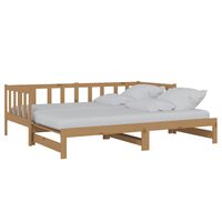 vidaXL سرير نهاري قابل للسحب خشب صنوبر صلب بني عسلي 2×(90×200) سم
