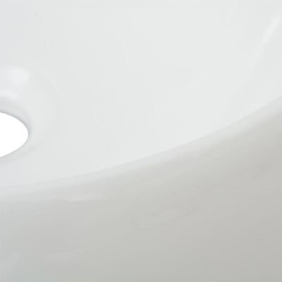 vidaXL حوض حمام مع صنبور خلاط سيراميك مستدير لون أبيض