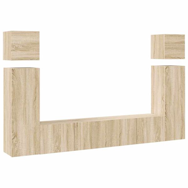 vidaXL عدد 8 قطع طقم خزانة تلفزيون خشب صناعي سونوما أوك