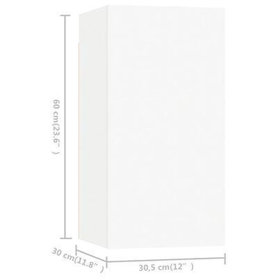 vidaXL خزائن تلفزيون 7ق أبيض 30,5x30x60 سم خشب صناعي (3x803327+803326)