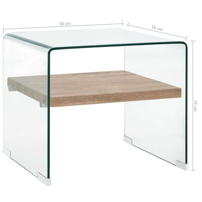 vidaXL طاولة قهوة شفافة 50×50×45 سم زجاج مُقسّى