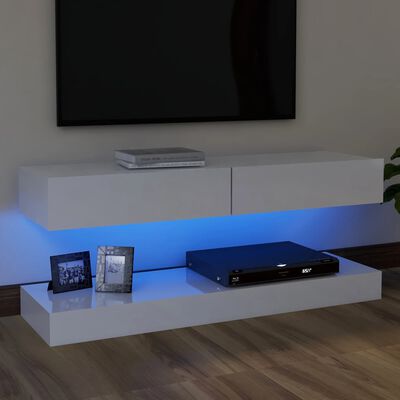 vidaXL خزانة تلفزيون مع أضواء ليد أبيض شديد اللمعان 120×35 سم