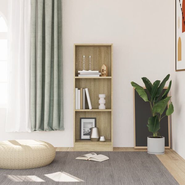 vidaXL خزانة كتب 3 طبقات سونوما اوك 40×24×109 سم خشب صناعي