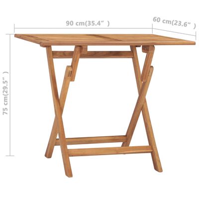 vidaXL طاولة طعام للحديقة قابلة للطي 90×60×75 سم خشب ساج صلب