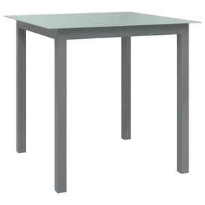 vidaXL طاولة حديقة رمادى فاتح 80&times;80&times;74 سم ألومنيوم وزجاج