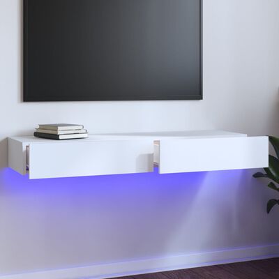 vidaXL خزانة تلفزيون مع أضواء ليد أبيض 120×35×15.5 سم