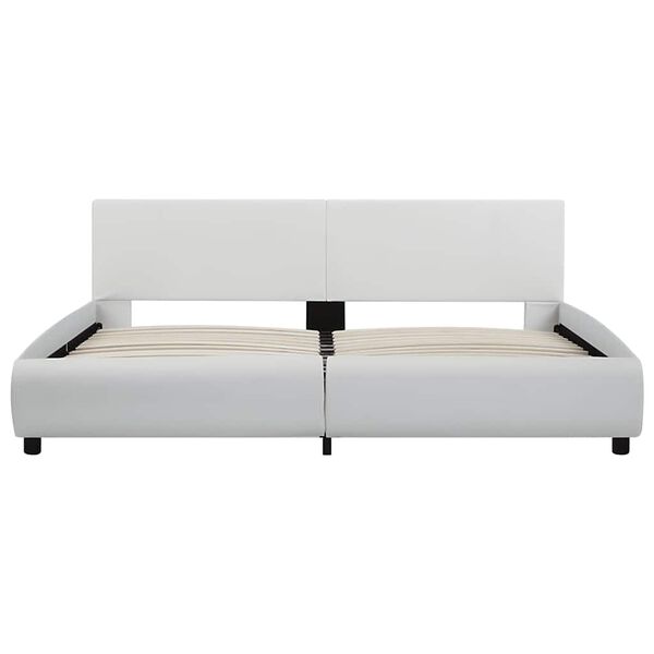 vidaXL إطار سرير مع إضاءة LED أبيض جلد صناعي 160&times;200 سم