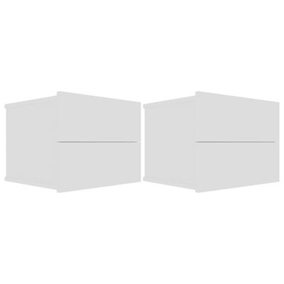 vidaXL خزانات سرير جانبية 2 ق أبيض 40×30×30 سم خشب مضغوط