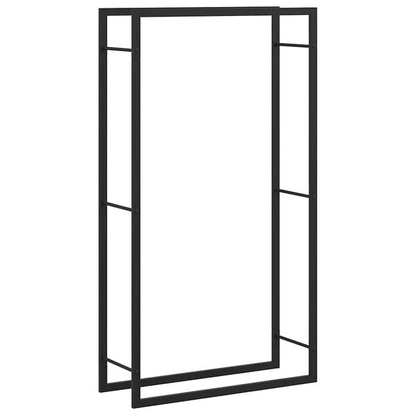 vidaXL رف حطب أسود غير لامع 80x28x154 سم فولاذ