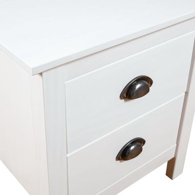 vidaXL خزانة سرير جانبية 2 ق "هيل رينج" أبيض 46×35×49.5 سم خشب صنوبر صلب