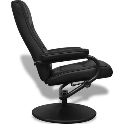 vidaXL كرسي تلفزيون ذو ذراعين مع مسند للقدمين جلد صناعي أسود