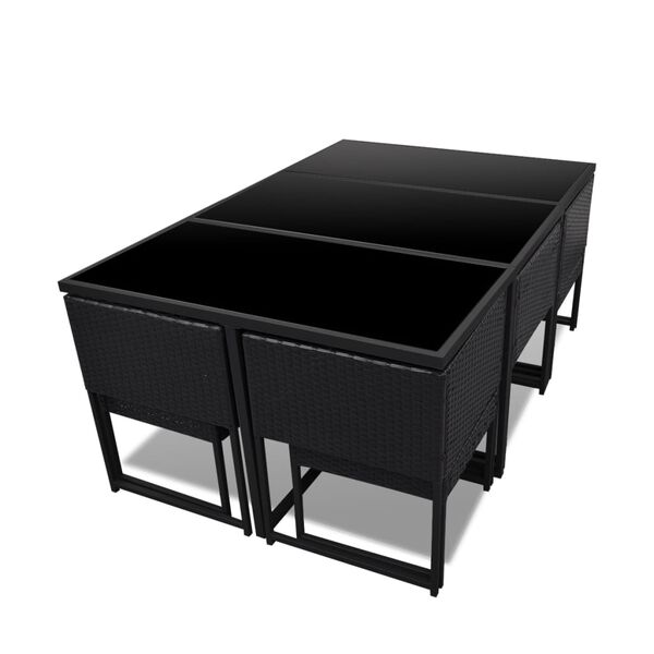 vidaXL عدد 11 ق طقم سفرة خارجي مع وسائد بولي روطان أسود