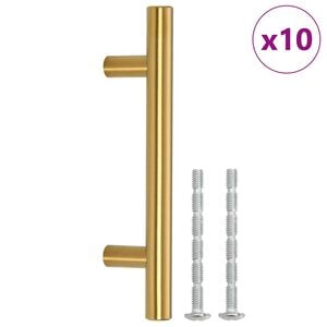 vidaXL مقابض خزانة 10ق ذهبي فولاذ مقاوم للصدأ 64 ملم