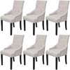 vidaXL Dining Chairs 6 pcs Cream Grey Fabric - Untranslated