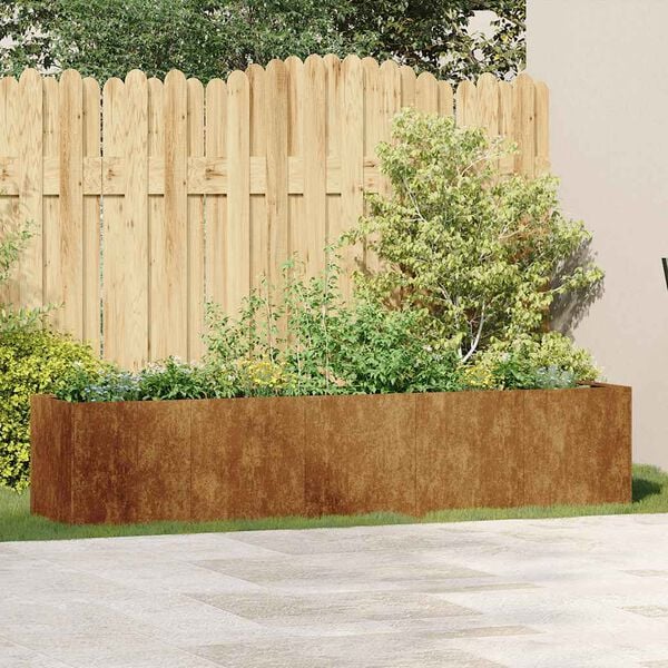 vidaXL وعاء زراعة صدئ 200&times;40&times;40 سم من الفولاذ المقاوم للعوامل الجوية